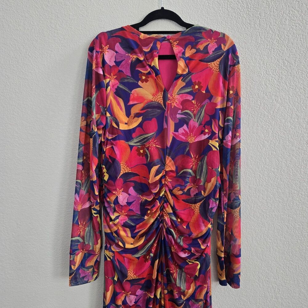 Farm Rio Anthropologie Super Stretchy Lined NWT Bright FloralLong Dress Size XL - Picture 14 of 16